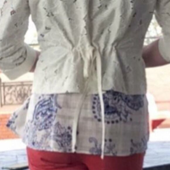 CAbi Portrait Jacket Ivory Lace Eyelet Medium 5162 Cottegecore Romantic Feminine - Picture 7 of 15